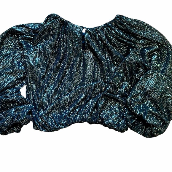 Elegant Sequin Blouse - Black - Picture 5 of 7